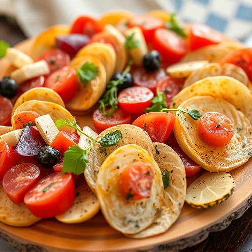 Eine Auswahl an Antipasti auf einem Holzbrett