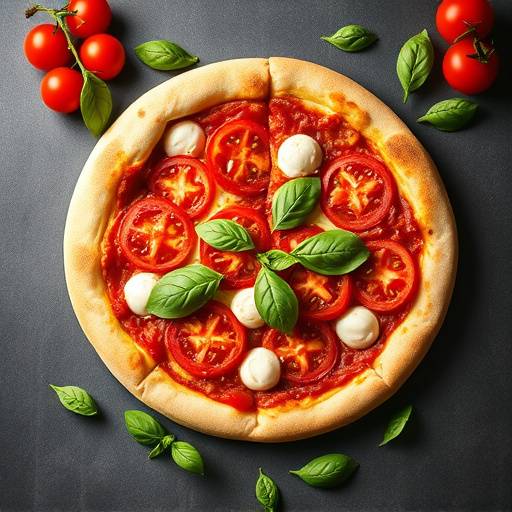 Eine klassische Pizza Margherita mit sonnengereiften Tomaten, Mozzarella und frischem Basilikum