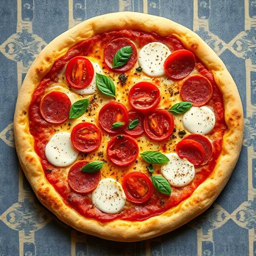 Pizza Diavola mit Tomaten, Mozzarella und scharfer Salami
