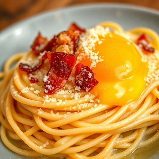 Spaghetti Carbonara mit Speck, Ei und Parmesan